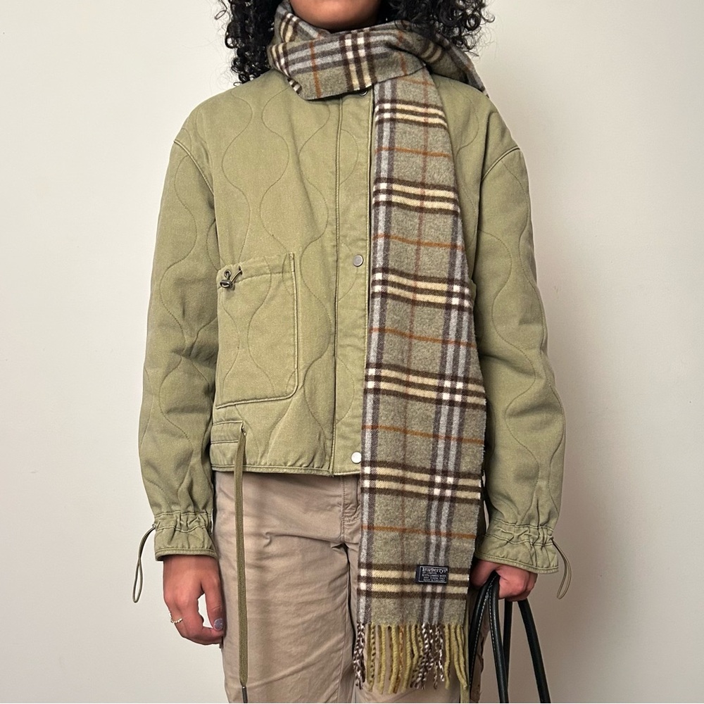 Green Burberry Wool Scarf